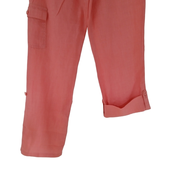 SOLD International Concepts Cargo Pant and Top Set 100% Linen Ombre Salmon/White - Picture 10 of 14
